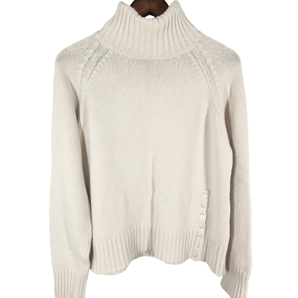 Vintage Coldwater Creek Cream Ivory Thick Cotton Turtleneck Sweater Size 1X